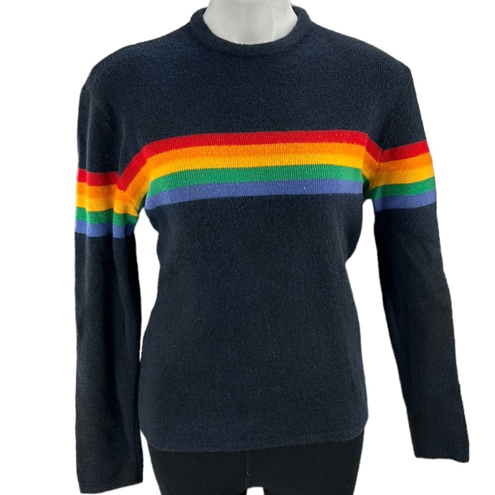 Vintage rainbow sweater pullover crewneck top size medium